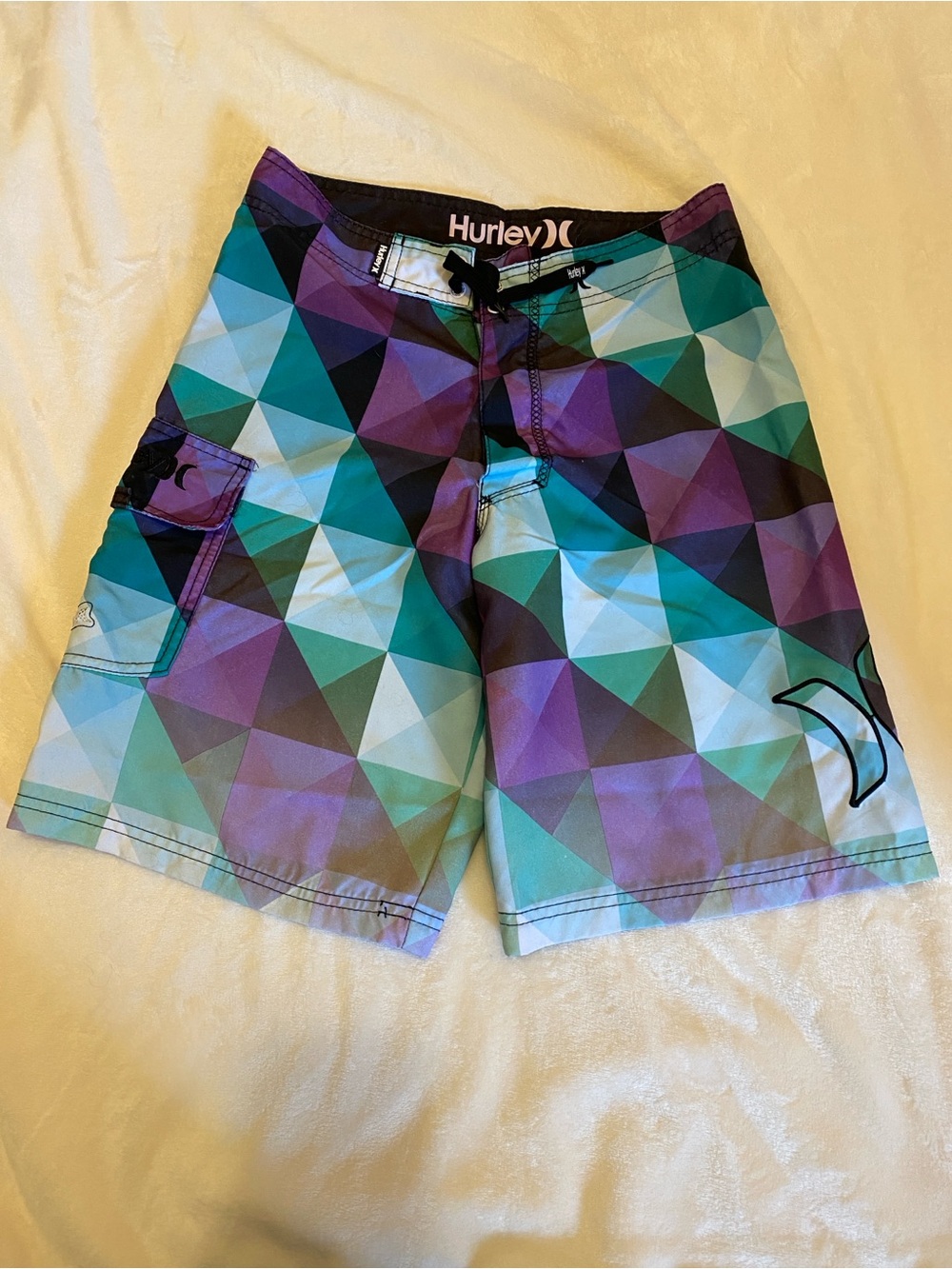 Hurley Teal Purple Geometric Swim Shorts